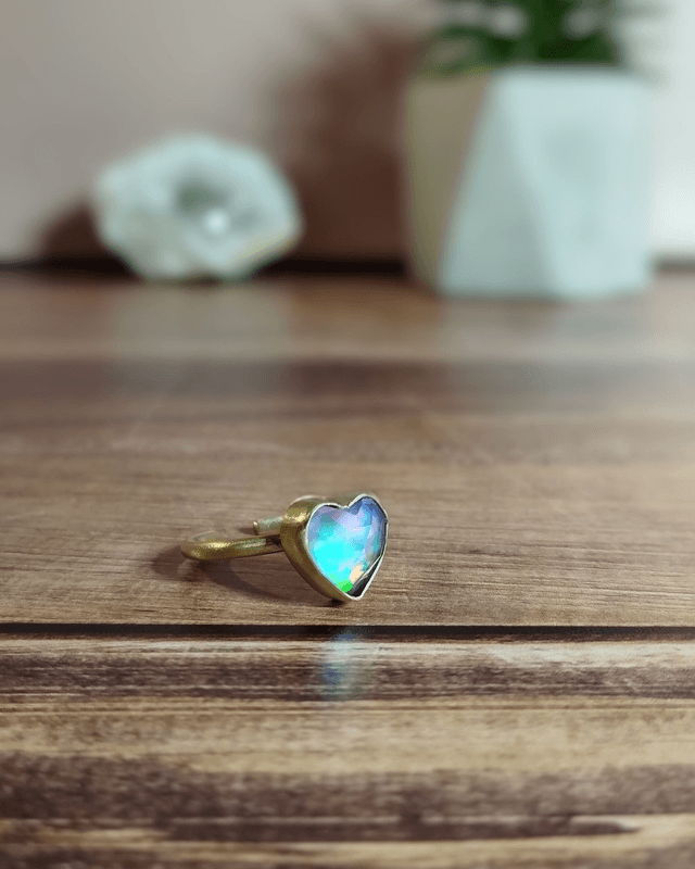 Bague cœur d'Opale aurora