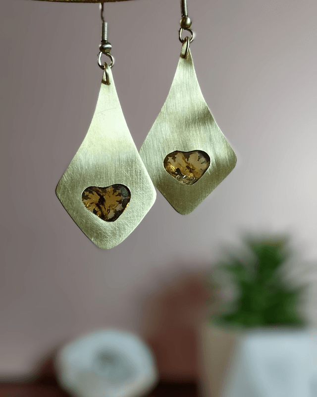 Boucles d'oreille cœur d'Ambre